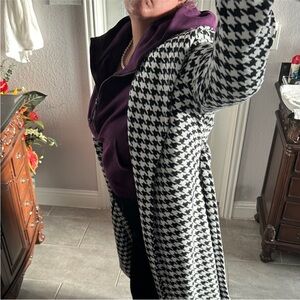 Boston Proper Houndstooth Shawl Collar Coat Wrap Coat NWT SZ L